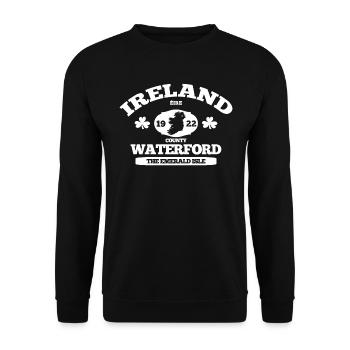 Waterford, Irland. Klassisches irisches Design - Unisex Pullover - Schwarz - Vorne - Alina (178cm) & Michal (187cm)