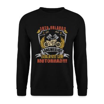 Lieber mit dem Motorrad - Biker - Unisex Pullover - Schwarz - Vorne - Alina (178cm) & Michal (187cm)