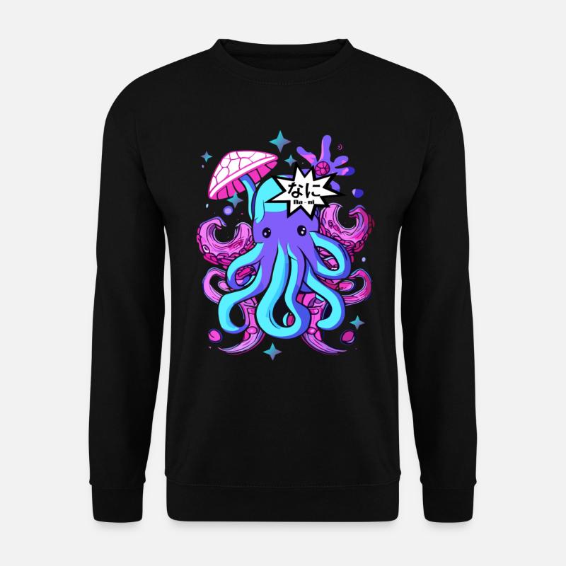 kawaii octopus otaku octopus squid - Unisex Sweatshirt - black