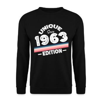Unique depuis 1963 Edition Anniversaire Millésime 1963 - Sweat-shirt Unisexe - noir - Devant - Alina (178cm) & Michal (187cm)