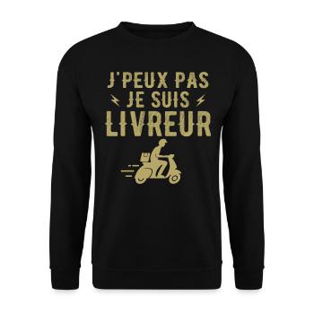 I can't I'm a delivery person - Unisex Sweatshirt - black - Front - Alina (178cm) & Michal (187cm)