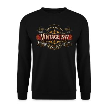 Vintage 1977 Premium Design Geschenkidee - Unisex Pullover - Schwarz - Vorne - Alina (178cm) & Michal (187cm)