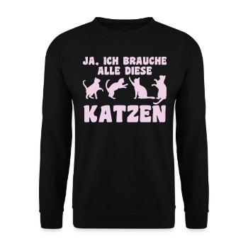 Cat Animal Cats Gift - Unisex Sweatshirt - black - Front - Alina (178cm) & Michal (187cm)