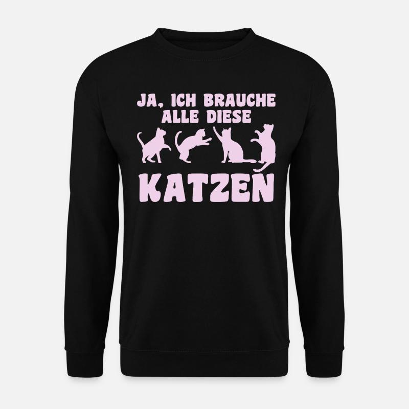 Katze Tier Katzen Geschenk - Unisex Pullover - Schwarz
