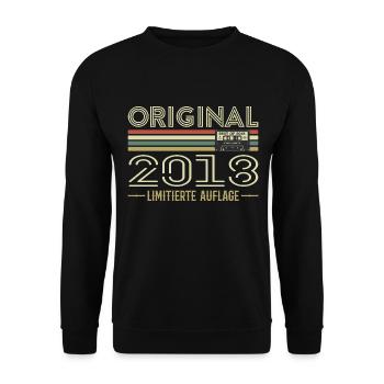 Original 2018 Jahrgang Retro Geburtstag Vintage - Unisex Pullover - Schwarz - Vorne - Alina (178cm) & Michal (187cm)