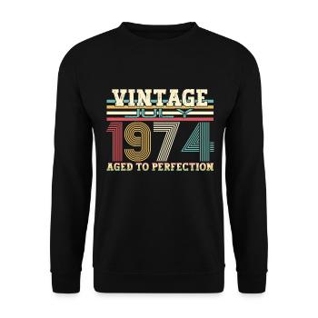 Vintage July 1974 48th birthday Men 48 years - Unisex Sweatshirt - black - Front - Alina (178cm) & Michal (187cm)
