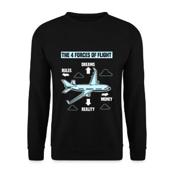 The Four 4 Forces Of Flight - Quote Gift T-Shirt - Unisex Sweatshirt - black - Front - Alina (178cm) & Michal (187cm)