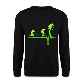 Stunt Scooter ECG Heartbeat Pedal Scooter Gift - Unisex Sweatshirt - black - Front - Alina (178cm) & Michal (187cm)