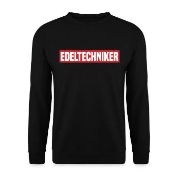 Edeltechniker Lustiger Kreisliga Spruch - Unisex Pullover - Schwarz - Vorne - Alina (178cm) & Michal (187cm)