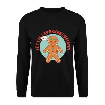 Lüttje Peperkokenmann Plattdeutsch - Unisex Pullover - Schwarz - Vorne - Alina (178cm) & Michal (187cm)