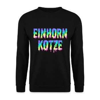Einhorn Kotze lustiger Schriftzug Regenbogen - Unisex Pullover - Schwarz - Vorne - Alina (178cm) & Michal (187cm)