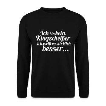 Klugscheißer Besserwisser Rechthaber - Unisex Pullover - Schwarz - Vorne - Alina (178cm) & Michal (187cm)