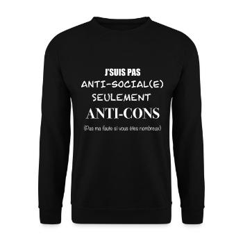 Pas anti-social - Sweat-shirt Unisexe - noir - Devant - Alina (178cm) & Michal (187cm)