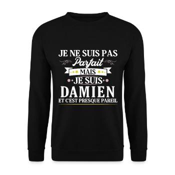 Personalized Gift Idea Name Damien Humour - Unisex Sweatshirt - black - Front - Alina (178cm) & Michal (187cm)