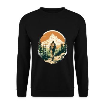 Wandern, Berge, Nature, Outdoor, Hiking, Geschenk - Unisex Pullover - Schwarz - Vorne - Alina (178cm) & Michal (187cm)