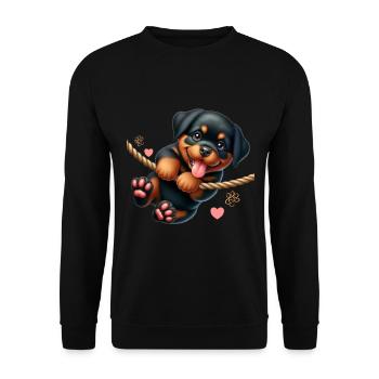 Rottweiler Hunde Liebe Welpe Herrchen Frauchen - Unisex Pullover - Schwarz - Vorne - Alina (178cm) & Michal (187cm)