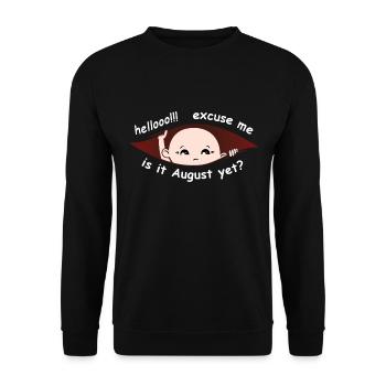 Entschuldigen Sie, ist es August noch lustiger Mutterschaftsjunge - Unisex Pullover - Schwarz - Vorne - Alina (178cm) & Michal (187cm)