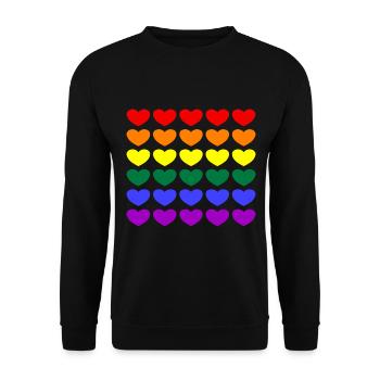 Rainbow Hearts - Unisex Pullover - Schwarz - Vorne - Alina (178cm) & Michal (187cm)