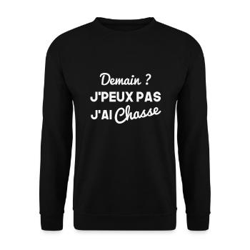 Demain je ne peux pas, j'ai chasse - Sweat-shirt Unisexe - noir - Devant - Alina (178cm) & Michal (187cm)