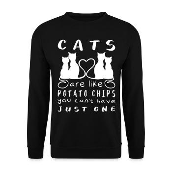 Les chats aiment les chats drôles de silhouette sont comme des chips - Sweat-shirt Unisexe - noir - Devant - Alina (178cm) & Michal (187cm)