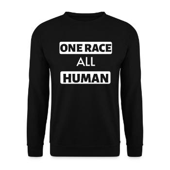 Eine Rasse ganz menschlich - Unisex Pullover - Schwarz - Vorne - Alina (178cm) & Michal (187cm)