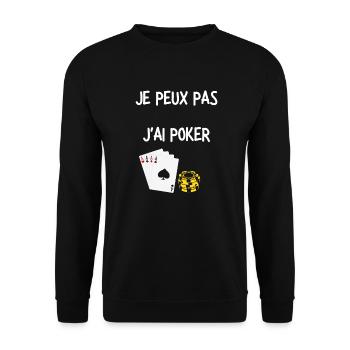 JE PEUX PAS J'AI POKER - Sweat-shirt Unisexe - noir - Devant - Alina (178cm) & Michal (187cm)