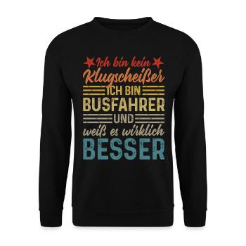 kein Klugscheißer lustige Sprüche Busfahrer - Unisex Pullover - Schwarz - Vorne - Alina (178cm) & Michal (187cm)