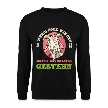 So wenig Bock / Null Bock / Keine Lust - Unisex Pullover - Schwarz - Vorne - Alina (178cm) & Michal (187cm)