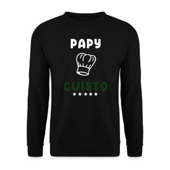 Papy cuisto - Sweat-shirt Unisexe - noir - Devant - Alina (178cm) & Michal (187cm)