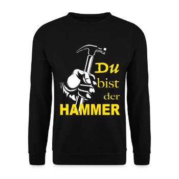 Du bist der Hammer mit Namen personalisierbar - Unisex Pullover - Schwarz - Vorne - Alina (178cm) & Michal (187cm)
