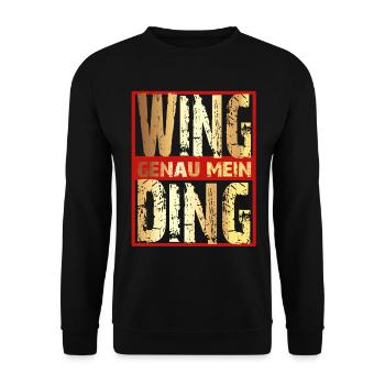 Wing genau mein Ding gold / Gold Wing / Goldwing - Unisex Pullover - Schwarz - Vorne - Alina (178cm) & Michal (187cm)