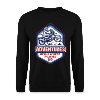 Les aventures commencent là où les plans se terminent -Moto - Sweat-shirt Unisexe - noir - Devant - Alina (178cm) & Michal (187cm)