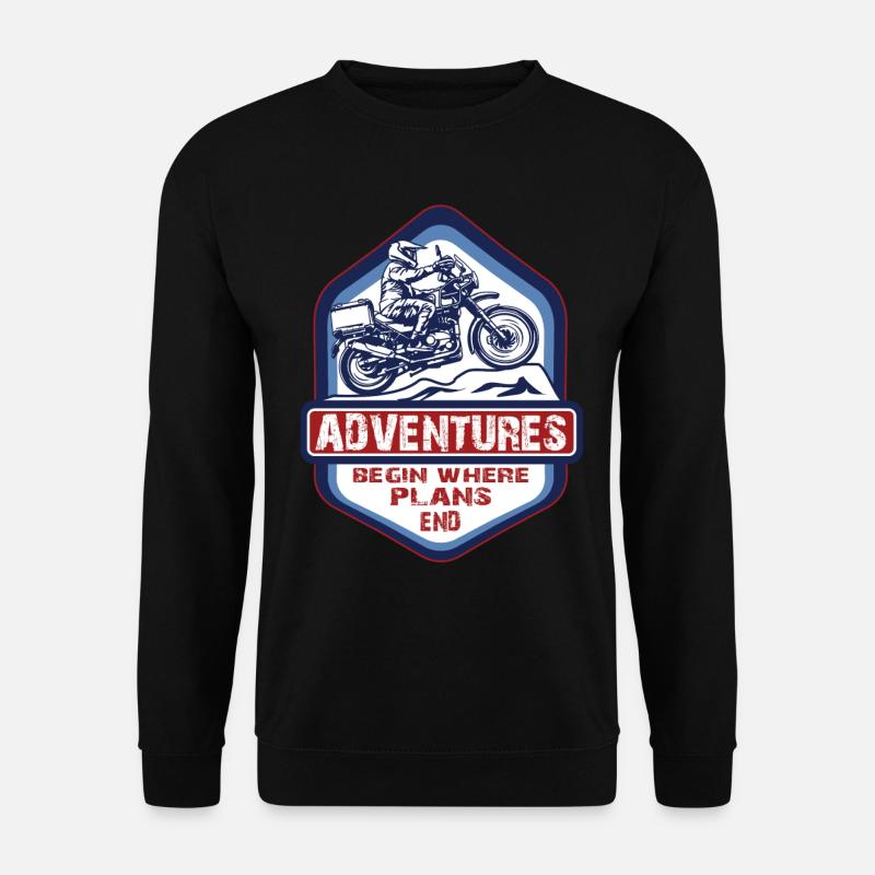 Abenteuer beginnen dort wo Pläne enden -Motorrad - Unisex Pullover - Schwarz