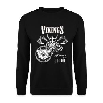 Vikings strong blood Valhalla Wikinger Krieger - Unisex Pullover - Schwarz - Vorne - Alina (178cm) & Michal (187cm)