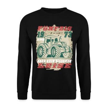 50 Geburtstag 1973 Schlepper Bulldog Lustig Spruch - Unisex Pullover - Schwarz - Vorne - Alina (178cm) & Michal (187cm)