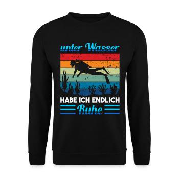 Taucher unter Wasser Ruhe Scuba Apnoe tauchen Dive - Unisex Pullover - Schwarz - Vorne - Alina (178cm) & Michal (187cm)