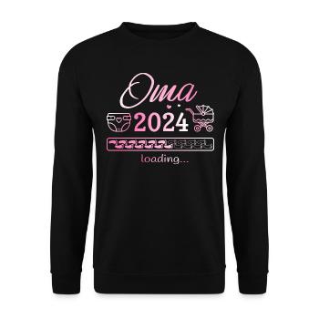 Oma 2024 loading Nachwuchs Schwangerschaft - Unisex Pullover - Schwarz - Vorne - Alina (178cm) & Michal (187cm)