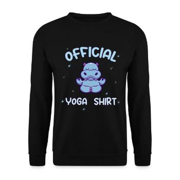 Official Yoga Shirt Hippo Meditation Namaste Om - Unisex Sweatshirt - black - Front - Alina (178cm) & Michal (187cm)