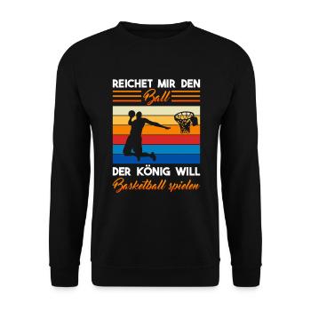 Basketball spielen Ball Basketballer Spieler Sport - Unisex Pullover - Schwarz - Vorne - Alina (178cm) & Michal (187cm)