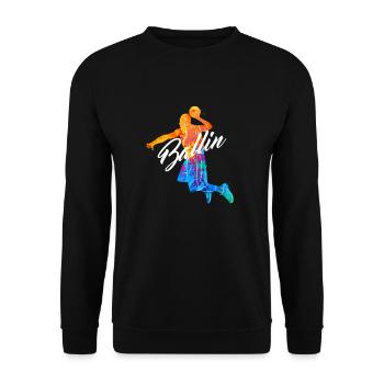 Ballin Basketball Spieler Basketballer Streetball - Unisex Pullover - Schwarz - Vorne - Alina (178cm) & Michal (187cm)