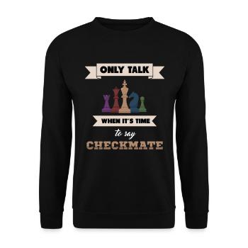 Schachmatt Schach Schachspieler Schachbrett - Unisex Pullover - Schwarz - Vorne - Alina (178cm) & Michal (187cm)