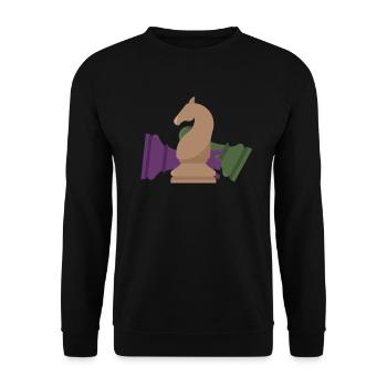 Schach Springer Schachfiguren Schachspieler Matt - Unisex Pullover - Schwarz - Vorne - Alina (178cm) & Michal (187cm)