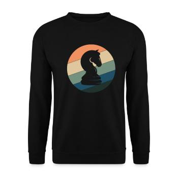 Vintage Chess Knight Chess Pieces Chess Set - Unisex Sweatshirt - black - Front - Alina (178cm) & Michal (187cm)