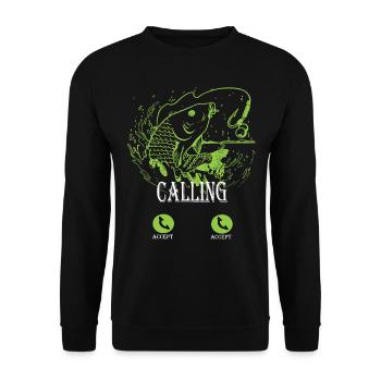 Calling Carp Spritzgrafik - Unisex Pullover - Schwarz - Vorne - Alina (178cm) & Michal (187cm)
