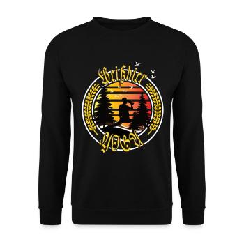 Bier - Weißbier Yoga Retro Vintage Sonnenuntergang - Unisex Pullover - Schwarz - Vorne - Alina (178cm) & Michal (187cm)