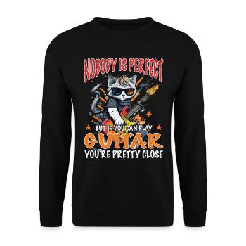 Guitar Cat - Nobody Is Perfect - Guitarist - Unisex Sweatshirt - black - Front - Alina (178cm) & Michal (187cm)