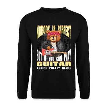 Guitare Teddy Bear - Personne n’est parfait - Guitariste - Sweat-shirt Unisexe - noir - Devant - Alina (178cm) & Michal (187cm)