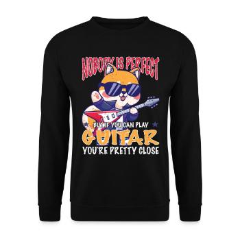Cat Guitar Guitarist - Nobody is Perfect - Unisex Sweatshirt - black - Front - Alina (178cm) & Michal (187cm)