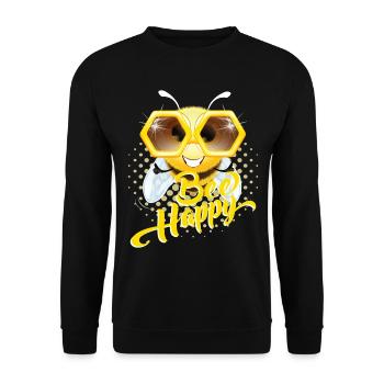 Bee Happy Bee Glasses Live Happy Attitude - Sweat-shirt Unisexe - noir - Devant - Alina (178cm) & Michal (187cm)