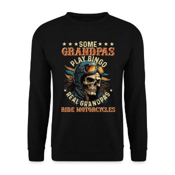 Grandpas Play Bingo - De vrais grands-pères conduisent une moto - Sweat-shirt Unisexe - noir - Devant - Alina (178cm) & Michal (187cm)